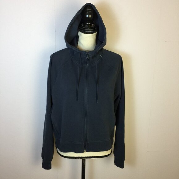Old Navy Hoodie Jacket Sweatshirt Sz M Womans Navy Blue Dynamic Fleece Full Zip - Picture 1 of 11